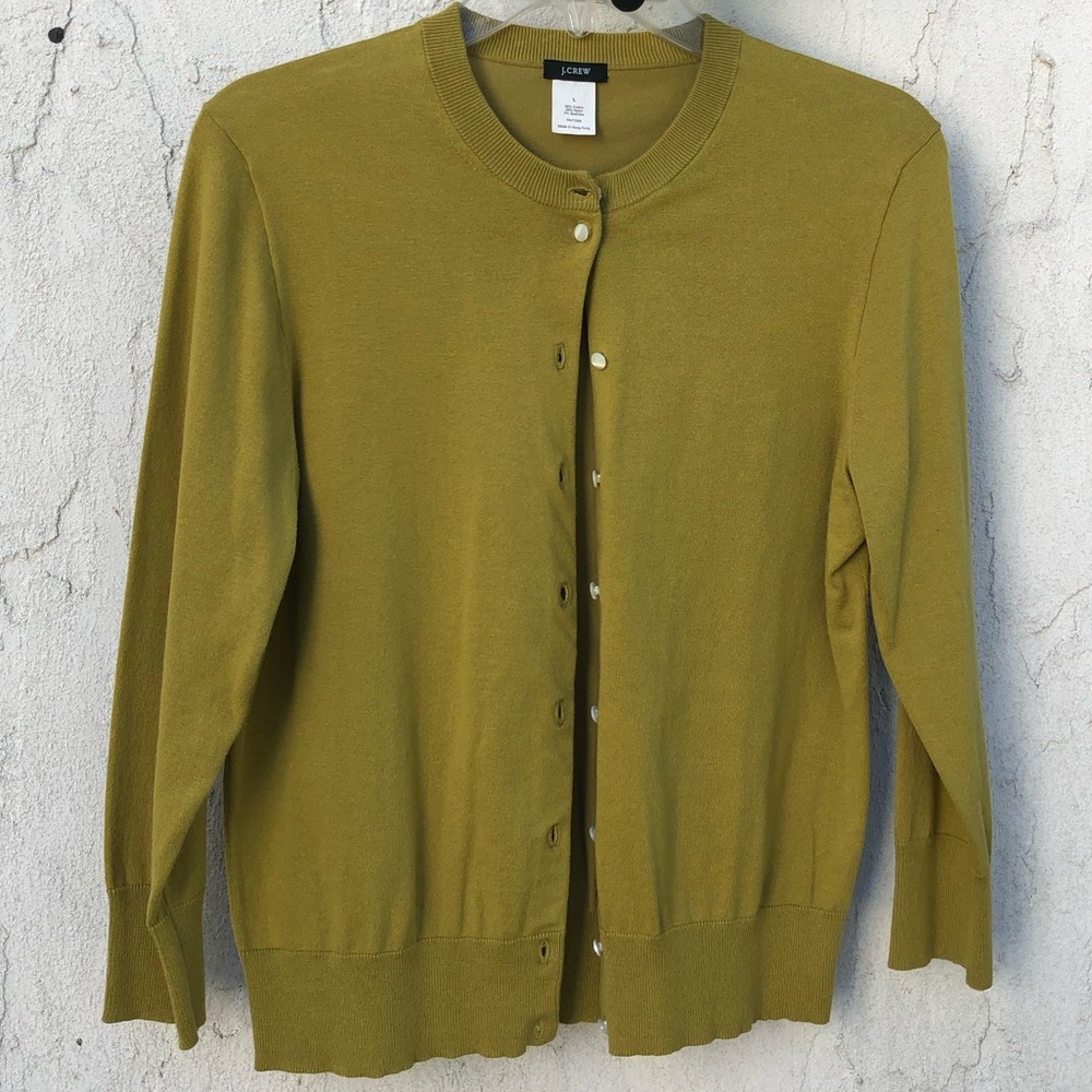 Classic J. Crew cardigan with pearlized buttons